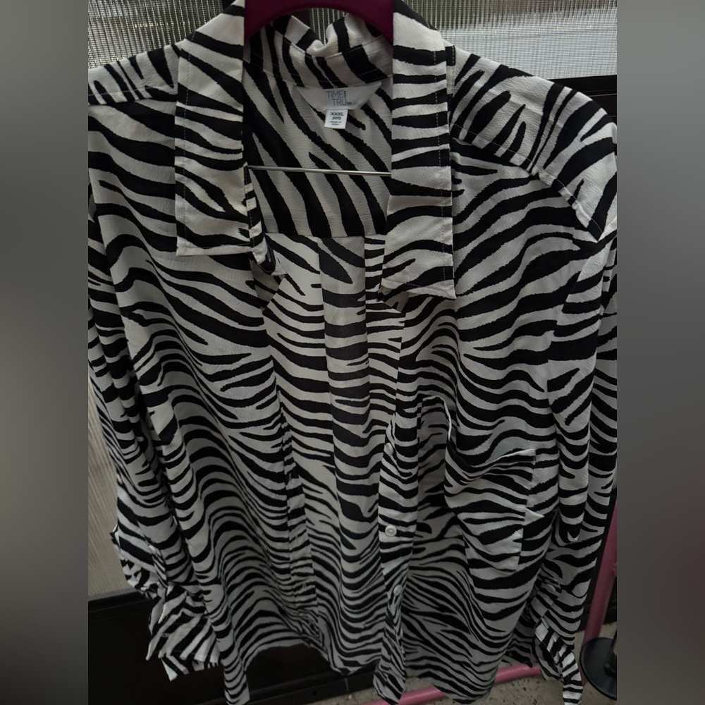 Women’s Zebra Animal Print Long Sleeve Blouse